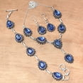 thumbnail image 3 of Tanzanite Quartz Gemstone Women's Unisex Silver Jewelry Necklace Set 18-20'', 3 of 6