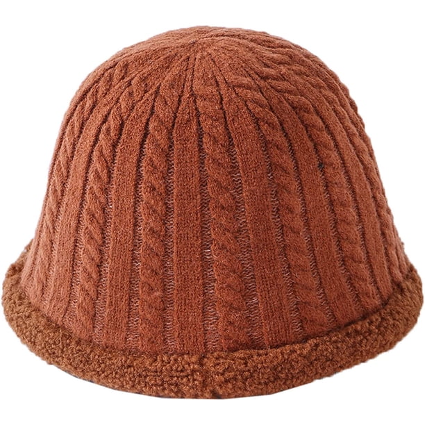 CoCopeaunts Thick Knitting Bucket Hat Hemp Flower Twist Reversible