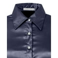 thumbnail image 5 of J. METHOD Women's Satin Button Down Shirt Long Cuff Sleeve Collar Silky Office Work Formal Casual Blouse Top NEWT74 Navy L, 5 of 7