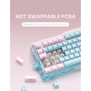 GravaStar Mercury K1 Lite 75% Gaming Keyboard, 2.4GHz/BT/Wired Tri-Mode Wireless Keyboard, Gasket Hot Swappable Mechanical Keyboard, Pre-lubed Linear Switches, Jelly Keycaps, RGB Backlit-Aurora Mist