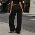 thumbnail image 6 of Women's Low Rise Drawstring Wide Leg Dress Pants Metal Ring Detail Loose Palazzo Trousers with Pockets Fall Elegant office Casual Pants Black, 6 of 8