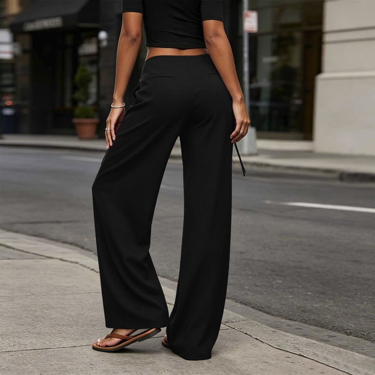 low rise black dress pants JGGSPWM Women's Fashion Going Out Formal Wide Leg Work Slacks Pants Business Casual Outfits Trousers Green XXL Spa Size-US:4 Purple /orange Hawaiian Flower these trousers feature a