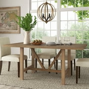 Finch Grant 67" Farmhouse Dining Table with Trestle Base, Rustic Beige