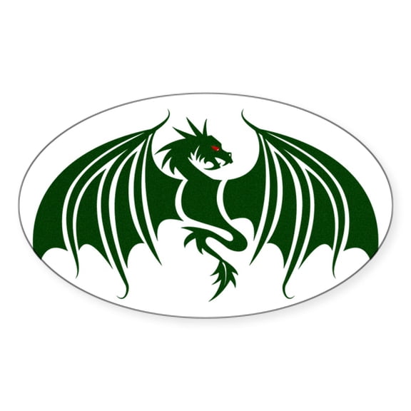 CafePress - Green Dragon Sticker - Sticker (Oval)