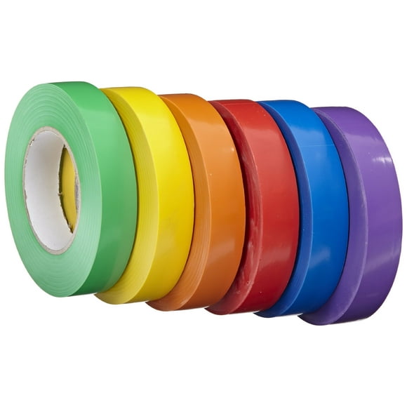 School Specialty Ruban de Gym en Vinyle - 1 Pouce x 60 Verges - Ensemble de 6 - Couleurs Assorties