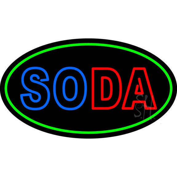 Soda LED Neon Sign 20 x 37 - inches, Black Square Cut Acrylic Backing, with Dimmer - Bright and Premium built indoor LED Neon Sign for Defence Force.