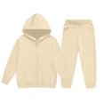 thumbnail image 2 of Ndbuld Boys Girls Full Zip Hoodie Jogger Pants Tracksuit, Casual Solid Color Sweatsuit Outfit with Kangaroo Pocket, 2 of 7