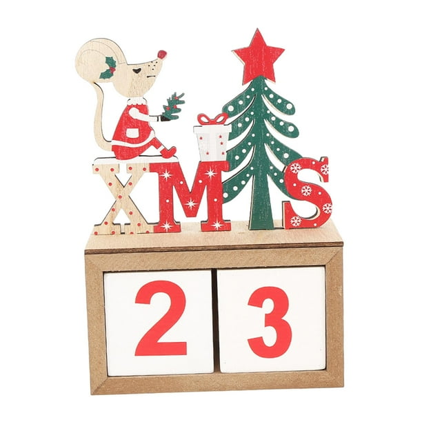 Calendario de Adviento de Navidad Calendario de Navidad Decoración Bloques de Madera para Mesa Hogar árbol