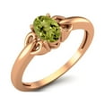 thumbnail image 2 of 925 Sterling Silver Rose Vermeil 6X4mm Oval Peridot Solitaire Women Valentines Day Gifts Ring, 2 of 3