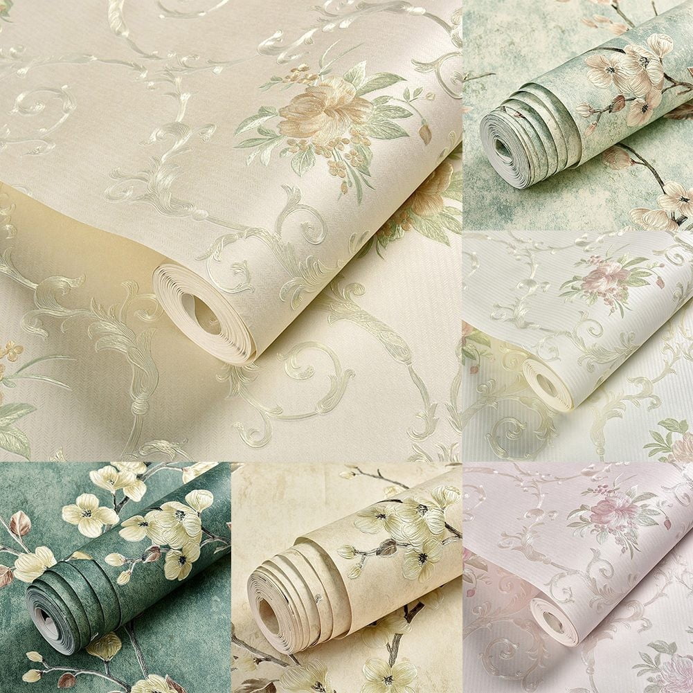 Girlsshop 3D Floral Wall Stickers Warm Girl Bedroom Background Contact Paper,8804-Green53cm*3m
