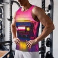 thumbnail image 5 of Gukieu Neon Cassette Tape Print Men's Quick Dry Fitness Vest, Round Neck Sleeveless Fitness Bodybuilding Top-X-Large, 5 of 7