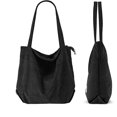 thumbnail image 4 of Bolso de cordón bolso de hombro para mujer con cremallera, bolso shopper grande negro, 4 of 4