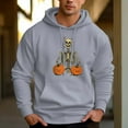 thumbnail image 6 of Men's 330g 100% Cotton Pattern Terry Dropped Shoulder Hoodie-Pumpkin Arm Skull, 6 of 15