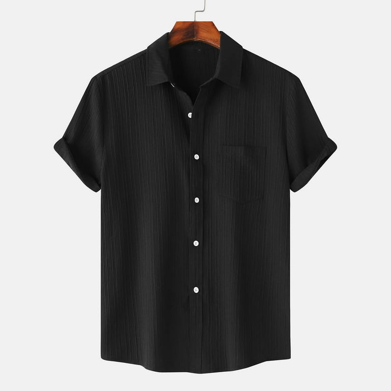 XMMSWDLA Men's Short Sleeve Shirt Regular Fit Button Down Collar