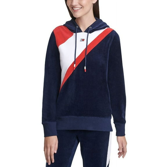 Tommy Hilfiger Sport Velour Colorblocked Hoodie - XLARGE