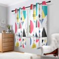 thumbnail image 2 of Yayeee Window Curtains Light Filtering 63"x42" Grommet Panel Pair Home Living Room Decor, Black Retro Pattern, 2 of 7
