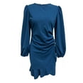 thumbnail image 6 of Women's Long-Sleeved Fashion Temperament Round Neck Bubble Sleeve Wrap Hip Splicing Wooden Ear Edge Dress, 6 of 8