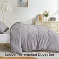 thumbnail image 2 of Sonive Washed Duvet Cover Sets Queen 3 Piece, Soft and Cozy, Washed Textured Wrinkled Design (Gull Grey, Queen), 2 of 8