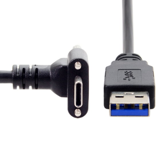 Xiwai Down Up Angled USB 3.1 Type-C Dual Screw Locking to Standard USB3.0 Data Cable 90 Degree for Camera