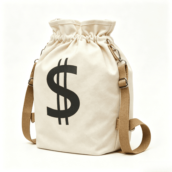 Canvas Drawstring Backpack for Women, Dollar Sign Money Bucket Bag, Trendy Crossbody Shoulder Sling Bag with Adjustable Strap, Lightweight Casual Daypack for Travel Shopping Daily Use