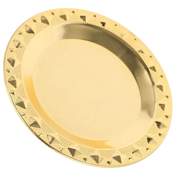 OUNONA Round Metal Plate Fruits Plate Bread Serving Tray Metal Serving Plate Metal Food Tray