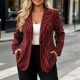 thumbnail image 4 of Purcolt Women's Stripes Blazer Dressy Casual Notched Lapel One Button Long Sleeve Boyfriend Jackets Suit Comfort Slim Fit Business Work Office Outerwear, 4 of 9