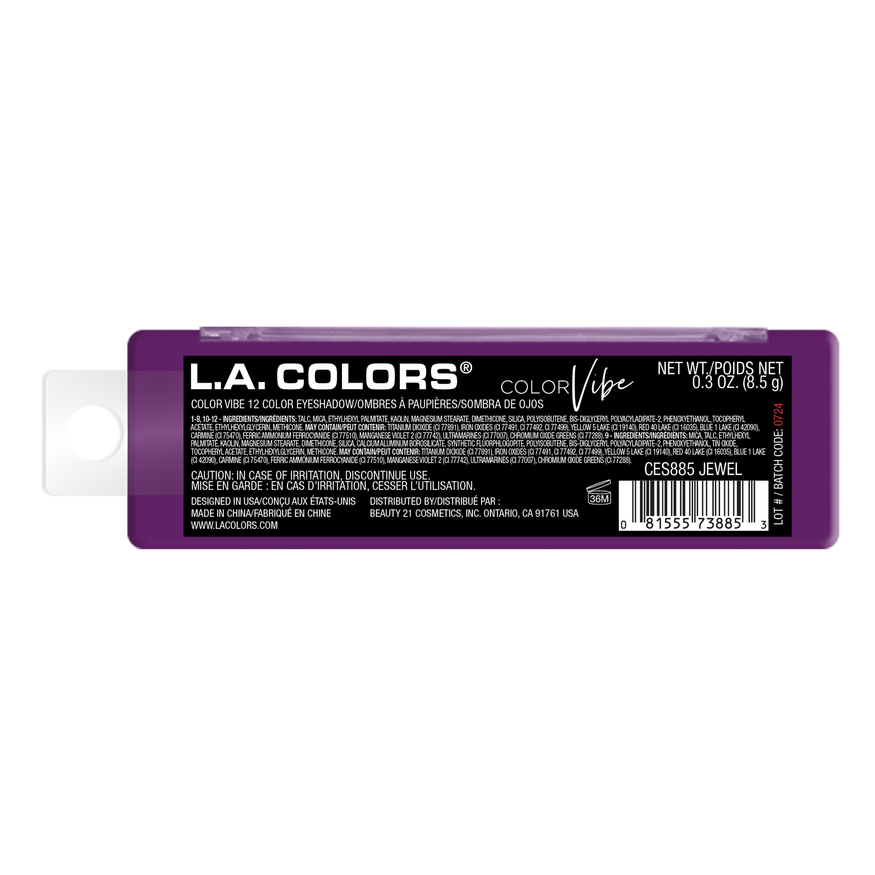 L.A. COLORS Eyeshadow Color Vibe 12 Color Palette, Jewel, 0.30 fl oz