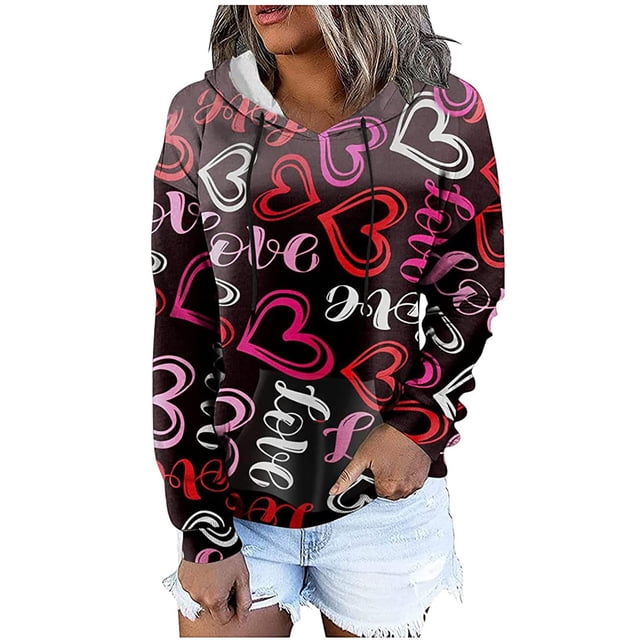 Sudaderas con capucha y cuello vuelto para mujer, sudaderas con estampado de manga larga, suéteres, Tops con cordón Fridja czfsfas5675
