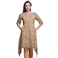 thumbnail image 1 of Bimba Kurti Asymétrique Orange à Imprimé Floral d'Anémone et de Tulipe pour Femmes, Robe d'Été Indienne Tunique XSmall, 1 of 6