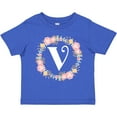 thumbnail image 3 of Inktastic Monogram Letter V Rose Floral Wreath Girls Toddler T-Shirt, 3 of 5