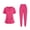 Hot Pink, variant on Women's Nurses Elastic Waist Casual Short Sleeve Scrub Tops and Long Pants Sets Nurse's Uniform Lounge Set with Pocket