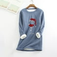 thumbnail image 2 of Tiqkatyck Womens Christmas Tops, Women Thick Fleece Christmas Printed Sweatshirt Warm O-Neck Top, Christma Sweaters for Women 2024, Blue XL, 2 of 3