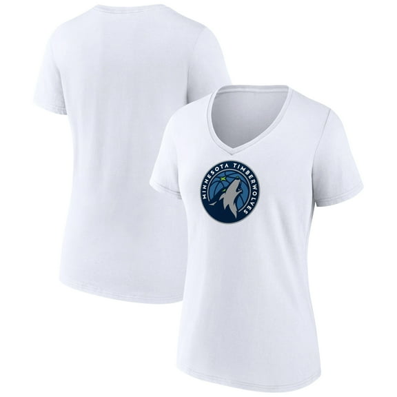 Women's White Minnesota Timberwolves Logo V-Neck T-Shirt