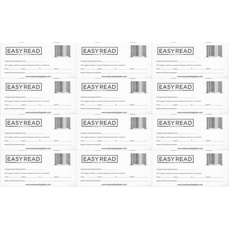 Easy Read Register 12 Check registers for Personal Checkbook - Checkbook Ledger Transaction Registers Log for Personal or Business Bank Checking Account, Saving Account, Deposit, Credit Card