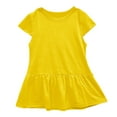 thumbnail image 6 of AJTQTH Summer Cute 2PC Set for Girls Toddler Kids Crewneck Flutter Sleeve Tiered Tops Tees Tshirts Elastic-Waisted Straight Seven-Points Pants Trousers with Bowkties Yellow 9 Years, 6 of 7