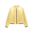 thumbnail image 5 of CHICTRY Womens Shiny Metallic Bomber Jacket Holographic Long Sleeve Zipper Front Coat Gold 3XL, 5 of 7