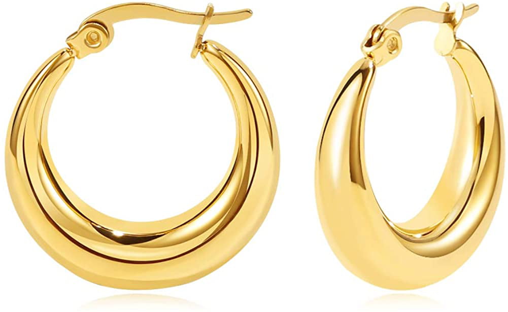 Seol + Gold 18ct Gold Plated Sterling Silver Large Thick Rounded Creole Hoop  Earrings | Very Ireland