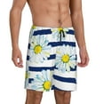 thumbnail image 2 of Wukai Daisy Striped Nautical Men’s Short Pajama Pants With Pockets Soft Sleep Pj Shorts for Men-Medium, 2 of 6