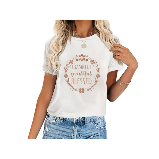 Womens Thankful Grateful Blessed Shirt