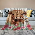 thumbnail image 2 of ARISTURING Highland Cow Blanket Warm Lightweight Cute Flower Cow Flannel Throw Blanket Super Soft Blankets Gifts for Girls Kids Adults Couch Travel, 2 of 6