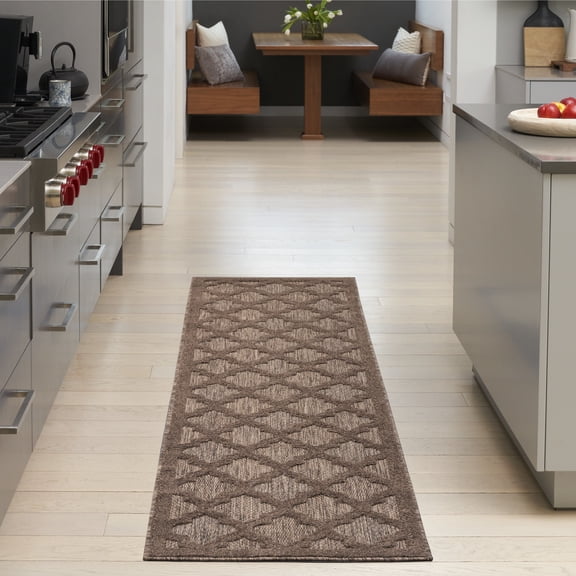Nourison Easy Care 2'2" x 14 Brown Modern Rug