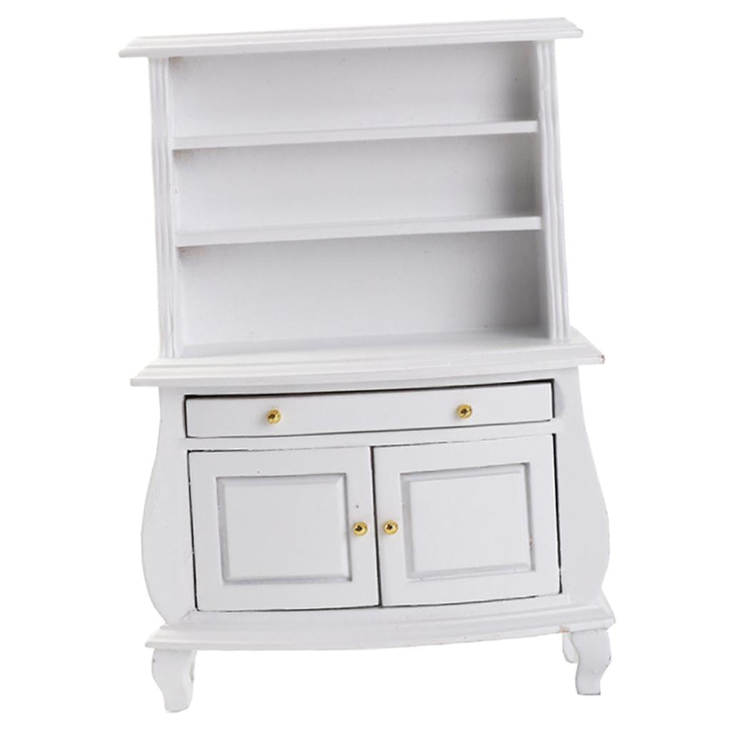 1/12 Dollhouse Miniature Mini Birch Wood Retro Cabinet Cupboard Furniture White