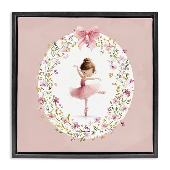 Stupell Industries Cottage Ballet Dancing Princess Black Floating Frame Canvas Art, 18 x 18, by Christine Simpson Art