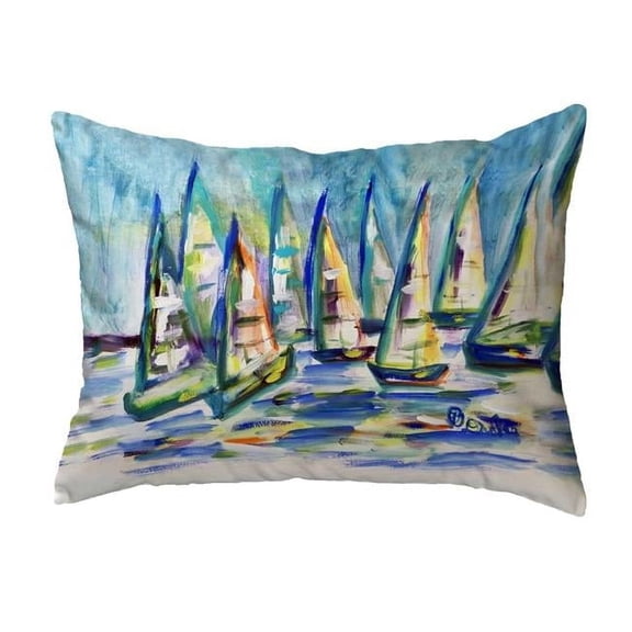 Betsy Drake KS1372 11 x 14 in. Many Sailboats Non-Corded Pillow - Small