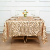 BalsaCircle 72" x 72" Matte Champagne Square Big Payette Sequin Table ...