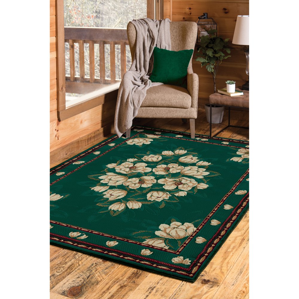 Westfield Home Ulubre Horatia Floral Area Rug Hunter Green 3'11 x 5'3 4