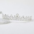 thumbnail image 2 of Tiara de novia con diamantes de imitación y corona de princesa con cristales de estilo retro para desfiles, graduaciones y bodas, color plateado, 2 of 4