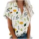 thumbnail image 1 of Blusas para las Mujeres Casual Cómodo Imprimir Manga Corta Botón de Bolsillo Top Camiseta, Tops Cortos para las Mujeres, 1 of 5