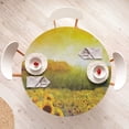 thumbnail image 3 of Ambesonne Oranger Fitted Round Tablecloth, Golden Sunflower Field, 56"- 60" Diameter, Orange Yellow, 3 of 4