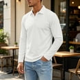thumbnail image 6 of Mens Solid Collared Long Sleeve Polo Shirt Three Button Neck Lightweight Casual Outdoor Golf Shirts Purple Pink M, 6 of 8